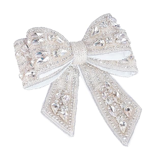  Hair Drama Co. Embellished Hair Bow Clip for Women Crystal Hair Bow Clips