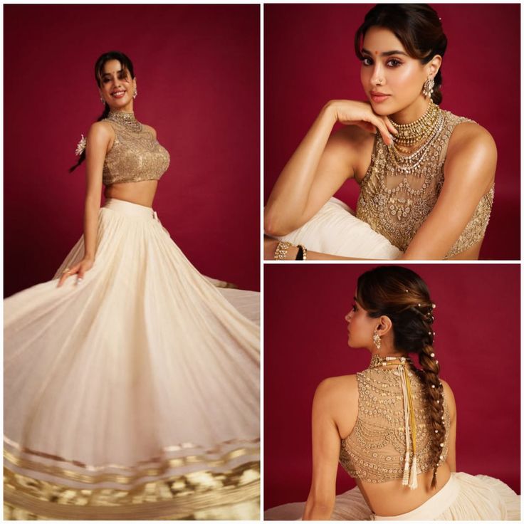 Elegant Gold & White Minimal Lehenga
