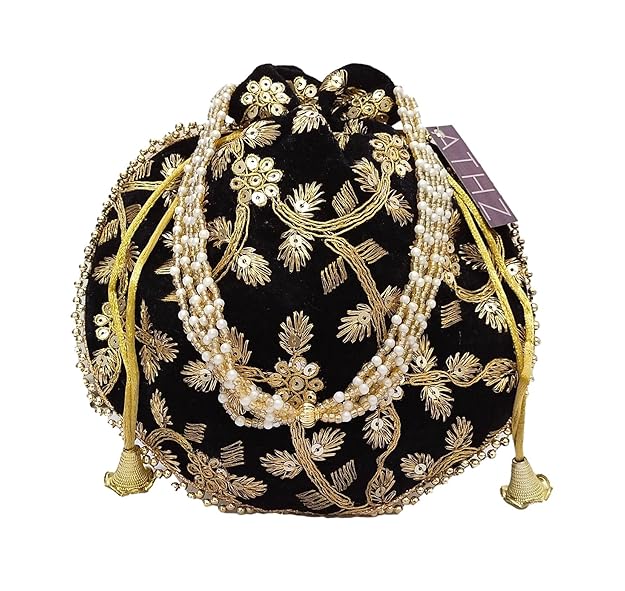 ATHZ Potli Bag Velvet for ladies Traditional Indian Wristlet Women Handbags