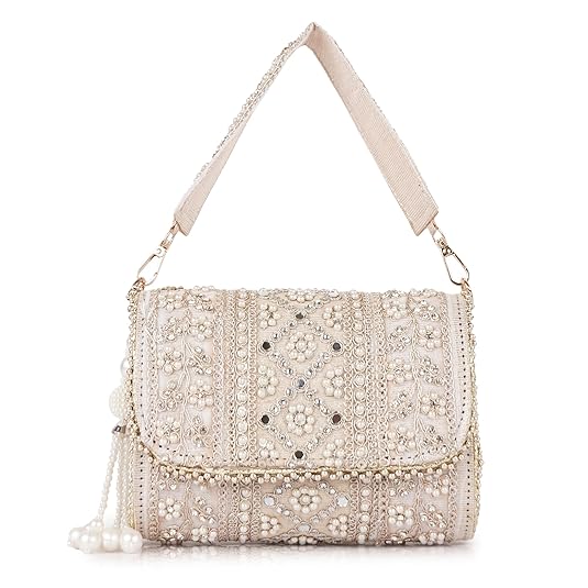 PLANX Velvet Silk Stylish Embroidered Unique Design Trendy Traditional Weddind Party Handheld Potli BAg for Women