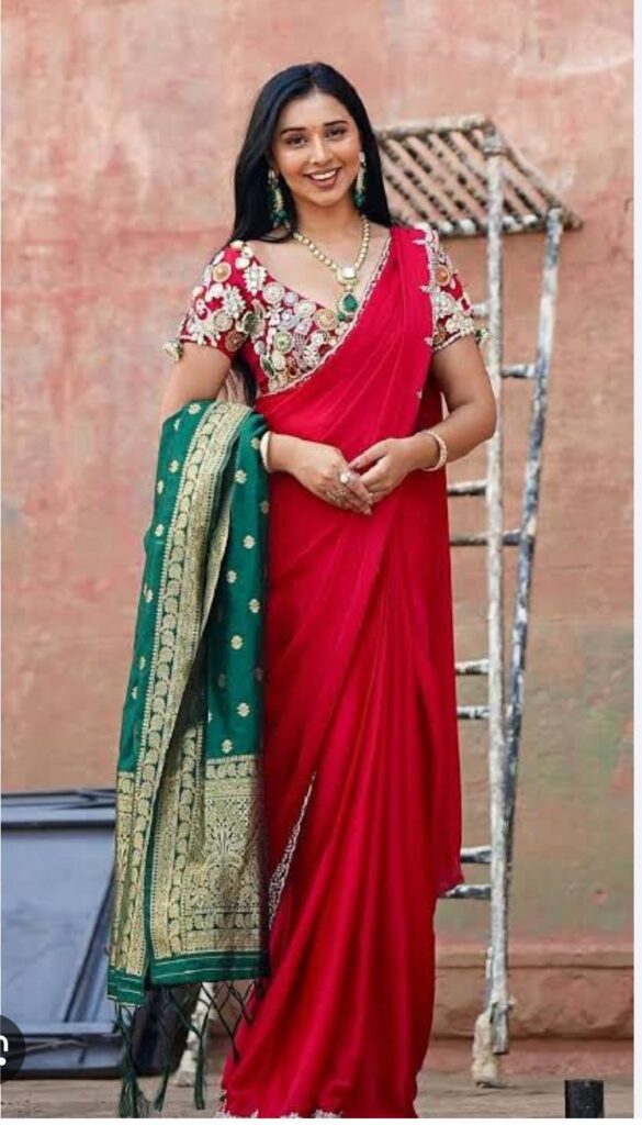 Tanya Mittal Red Saree Look