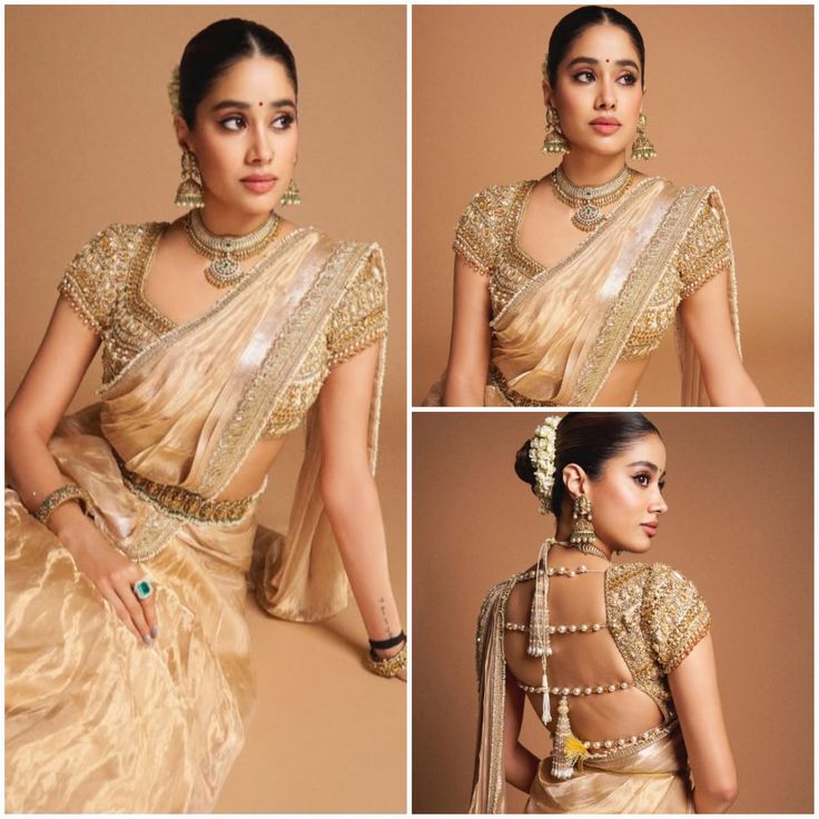 Janhvi kapoor's Golden-beige Lehenga Design