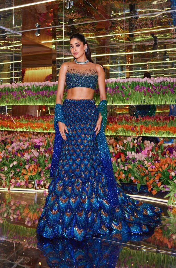 Janhvi kapoor Royal Blue Lehenga Design