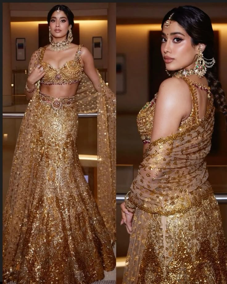 Janhvi kapoor Heavy embroidery Lehenga Look