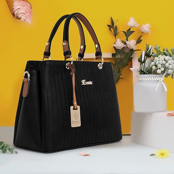 1.EXOTIC Women's Striped Line Handbag